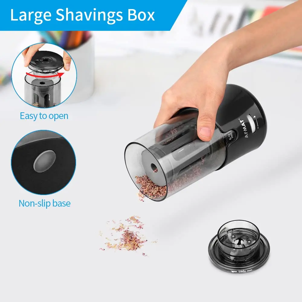 AFMAT PSA6 Electric Long Point Pencil Sharpener for Artist, Fast Sharpen & Auto Stop, 8-17mm Super Long Point, Professional Artist Plug-in for φ6-12mm Pencils - view 6