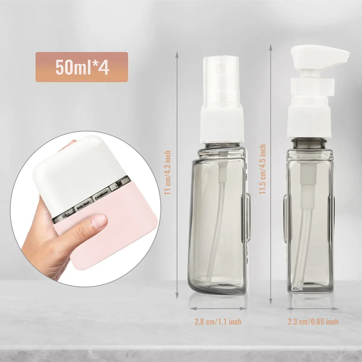 Bpluma Travel Bottles 1.7 oz (4 Pack) Leak Proof Silicone & PET Containers - view 2