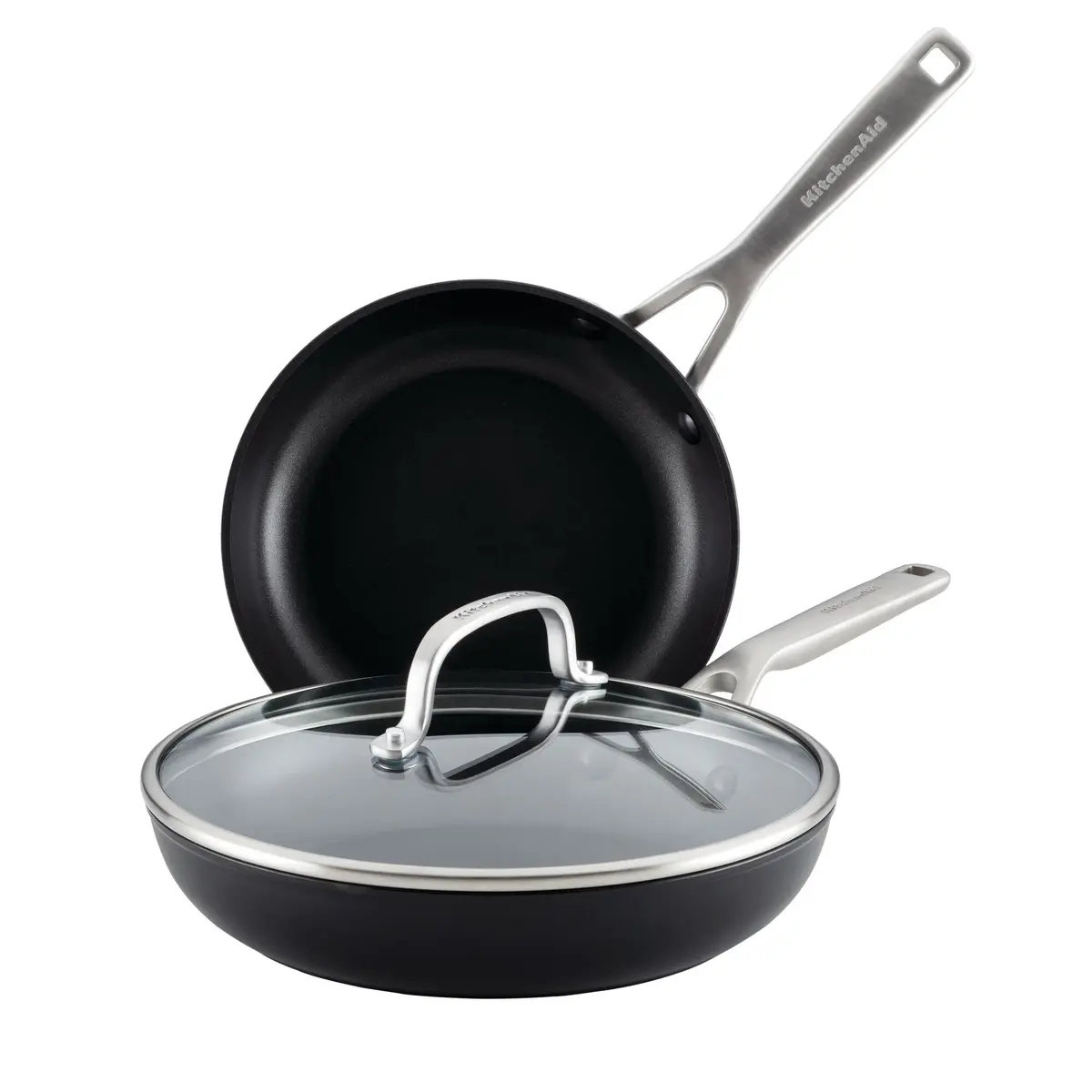KitchenAid Hard Anodized Induction Nonstick Frying Pan Set With Lid, 8 & 10 Inch Skillets, 2.27 kg (5 lb) | Durable, Even Heating, Dishwasher & Oven Safe - main product image