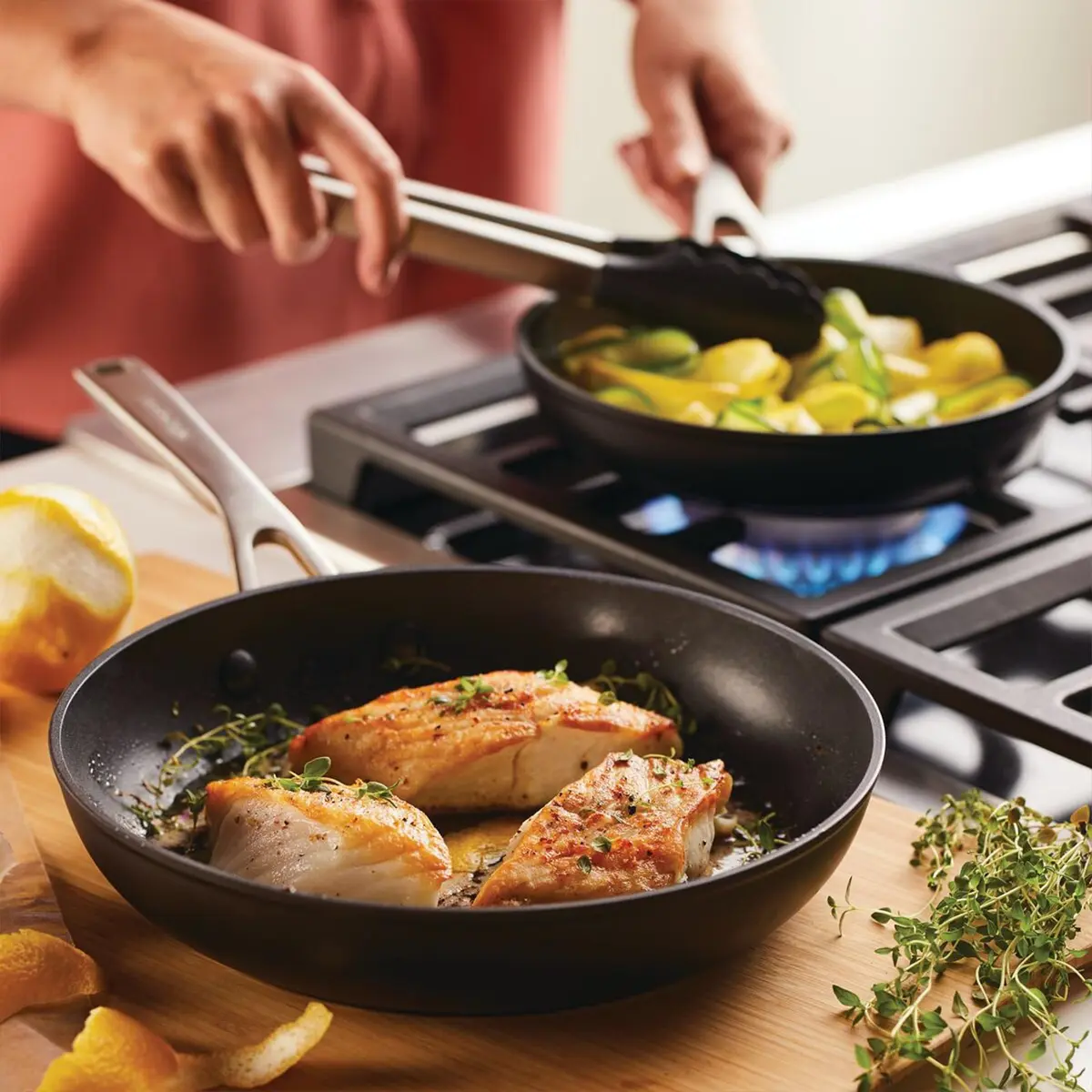 KitchenAid Hard Anodized Induction Nonstick Frying Pan Set With Lid, 8 & 10 Inch Skillets, 2.27 kg (5 lb) | Durable, Even Heating, Dishwasher & Oven Safe - view 7