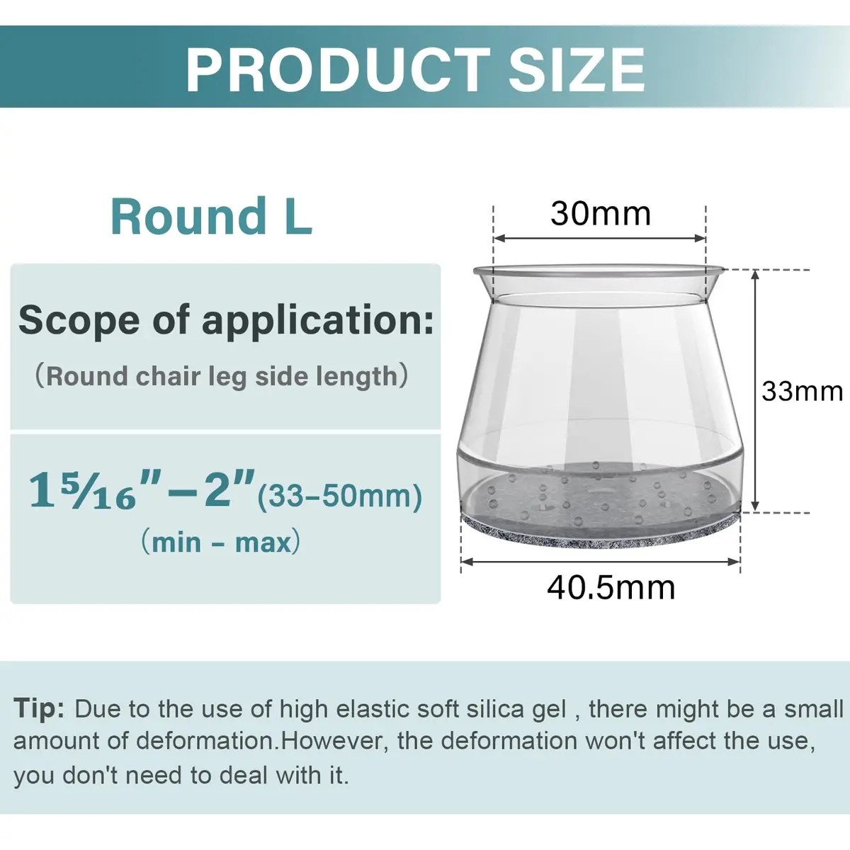 Ansible 24 Pcs Chair Leg Floor Protectors Round | Silicone Felt Furniture Pads for Hardwood Floors - view 7