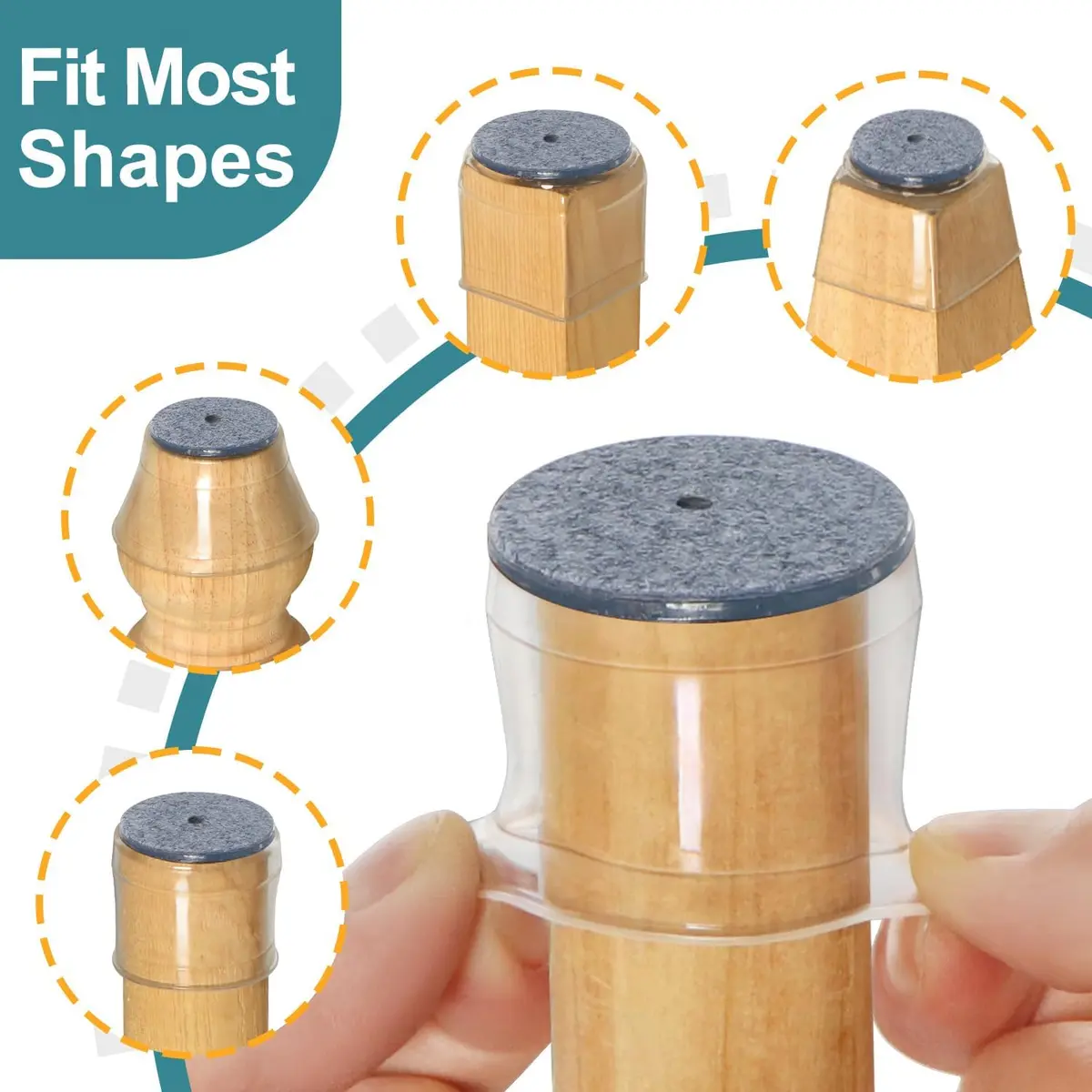 Ansible 24 Pcs Chair Leg Floor Protectors Round | Silicone Felt Furniture Pads for Hardwood Floors - view 3