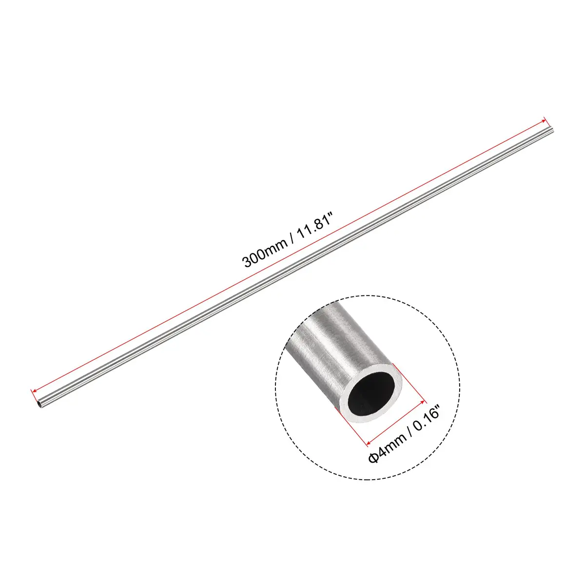 uxcell 304 Stainless Steel Round Tube 4mm OD 0.5mm Wall 300mm | Seamless, Durable, Precision-Grade - view 2