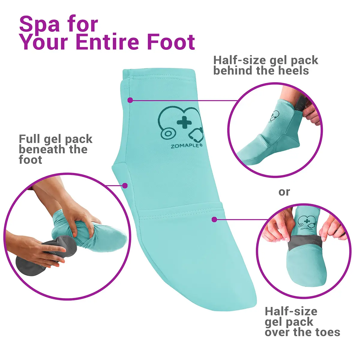 Zomaple Cold Therapy Socks 2 Gel Packs | Targeted Foot & Ankle Relief for Neuropathy & Hot Feet - view 5