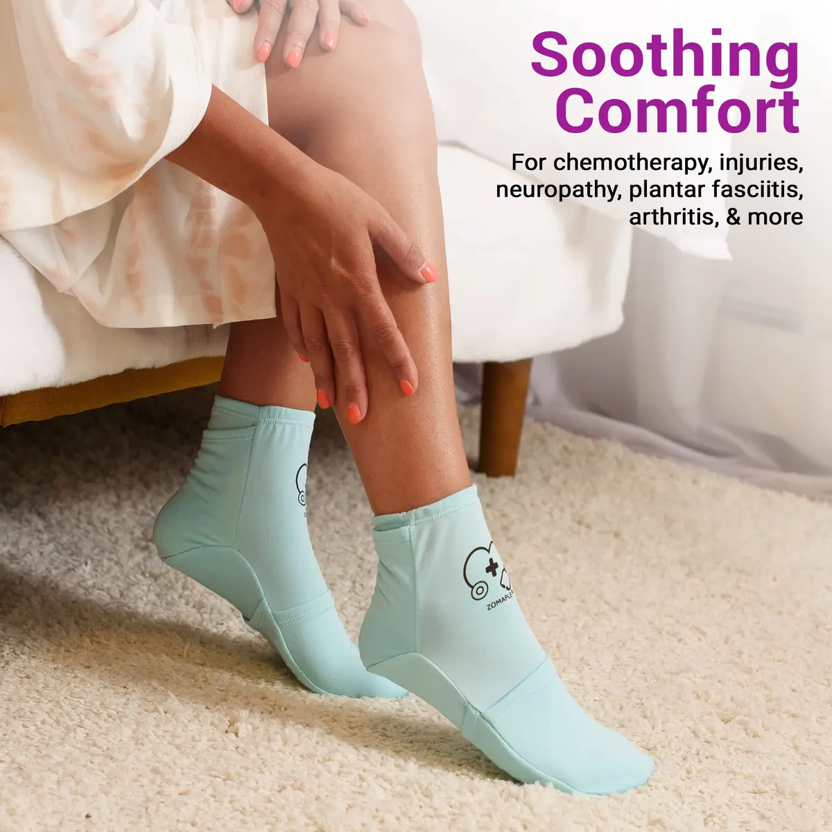 Zomaple Cold Therapy Socks 2 Gel Packs | Targeted Foot & Ankle Relief for Neuropathy & Hot Feet - view 2