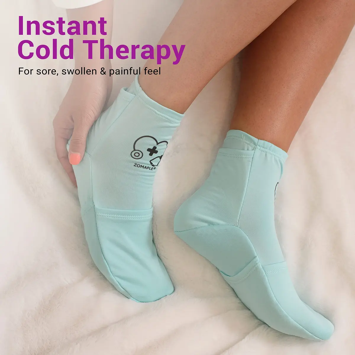 Zomaple Cold Therapy Socks 2 Gel Packs | Targeted Foot & Ankle Relief for Neuropathy & Hot Feet - view 3