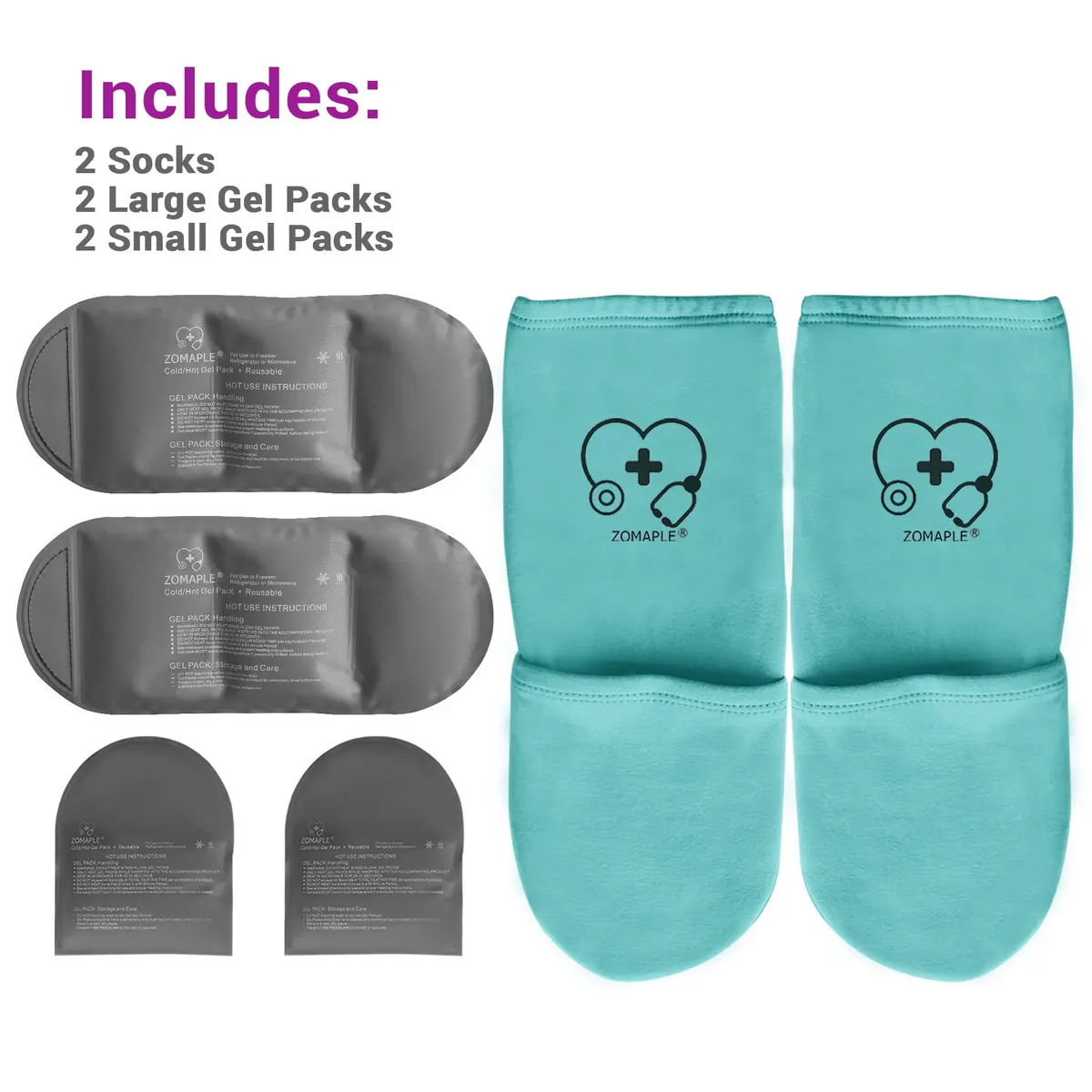Zomaple Cold Therapy Socks 2 Gel Packs | Targeted Foot & Ankle Relief for Neuropathy & Hot Feet - view 4