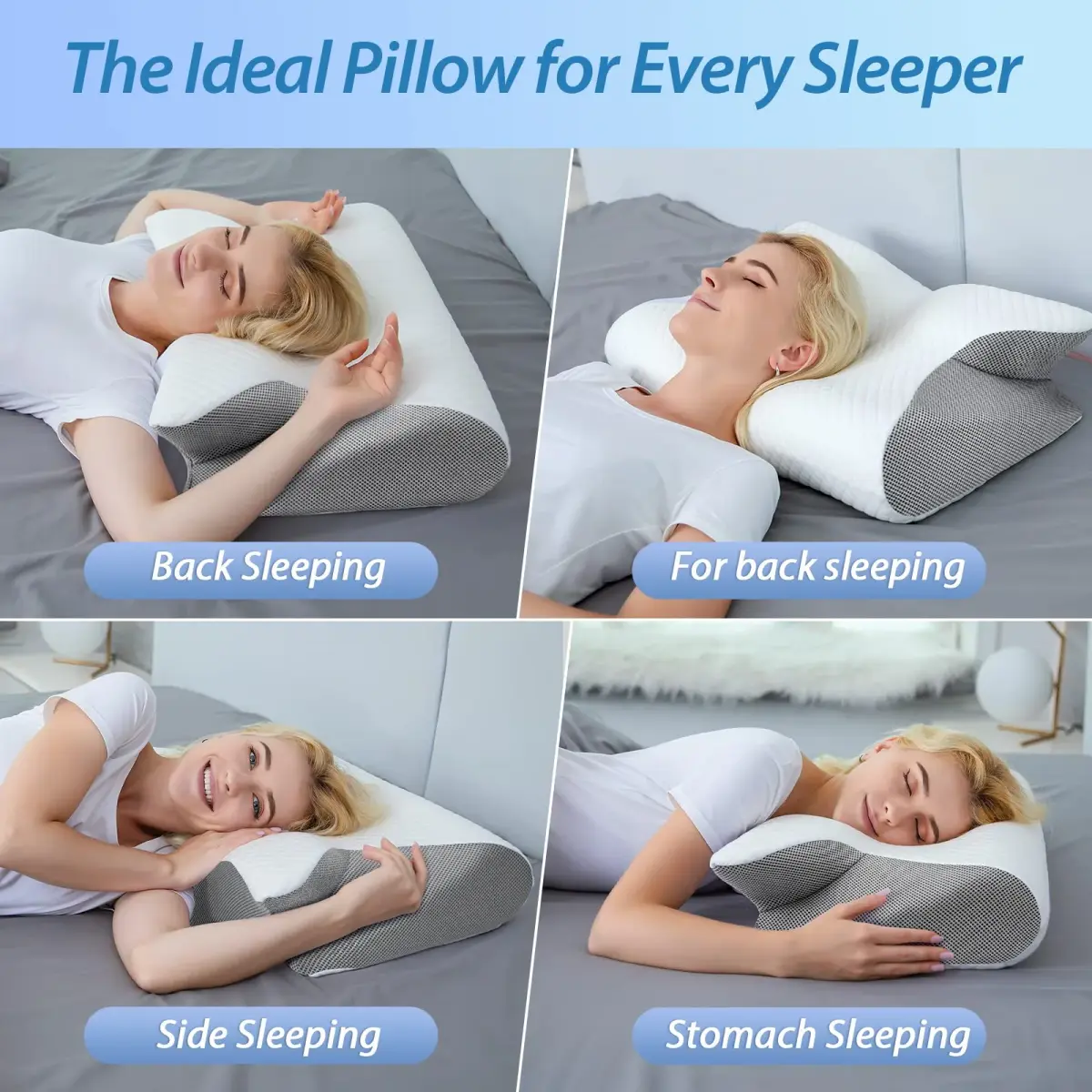 HOMCA Memory Foam Cervical Pillow 60cm (23.6") x 40cm (15.7") x 12cm (4.7") | CertiPUR-US Certified for Neck Pain Relief - view 6