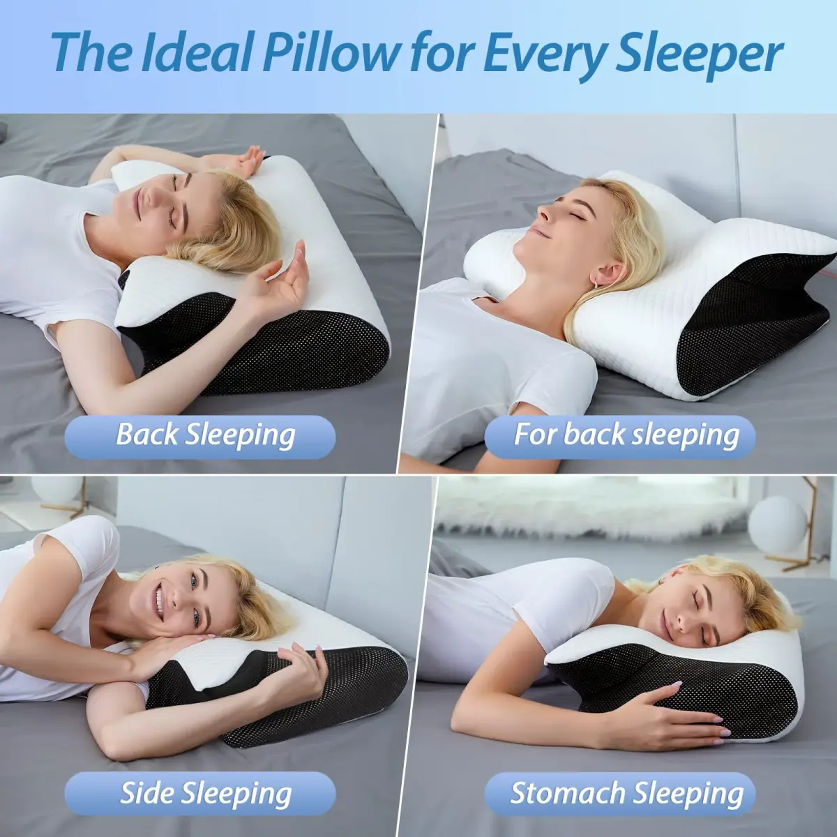 HOMCA Memory Foam Cervical Pillow 60cm (23.6 in) x 40cm (15.7 in) x 11cm/14cm (4.7/5.6 in) | Orthopedic Neck Pain Relief for All Sleepers - view 4
