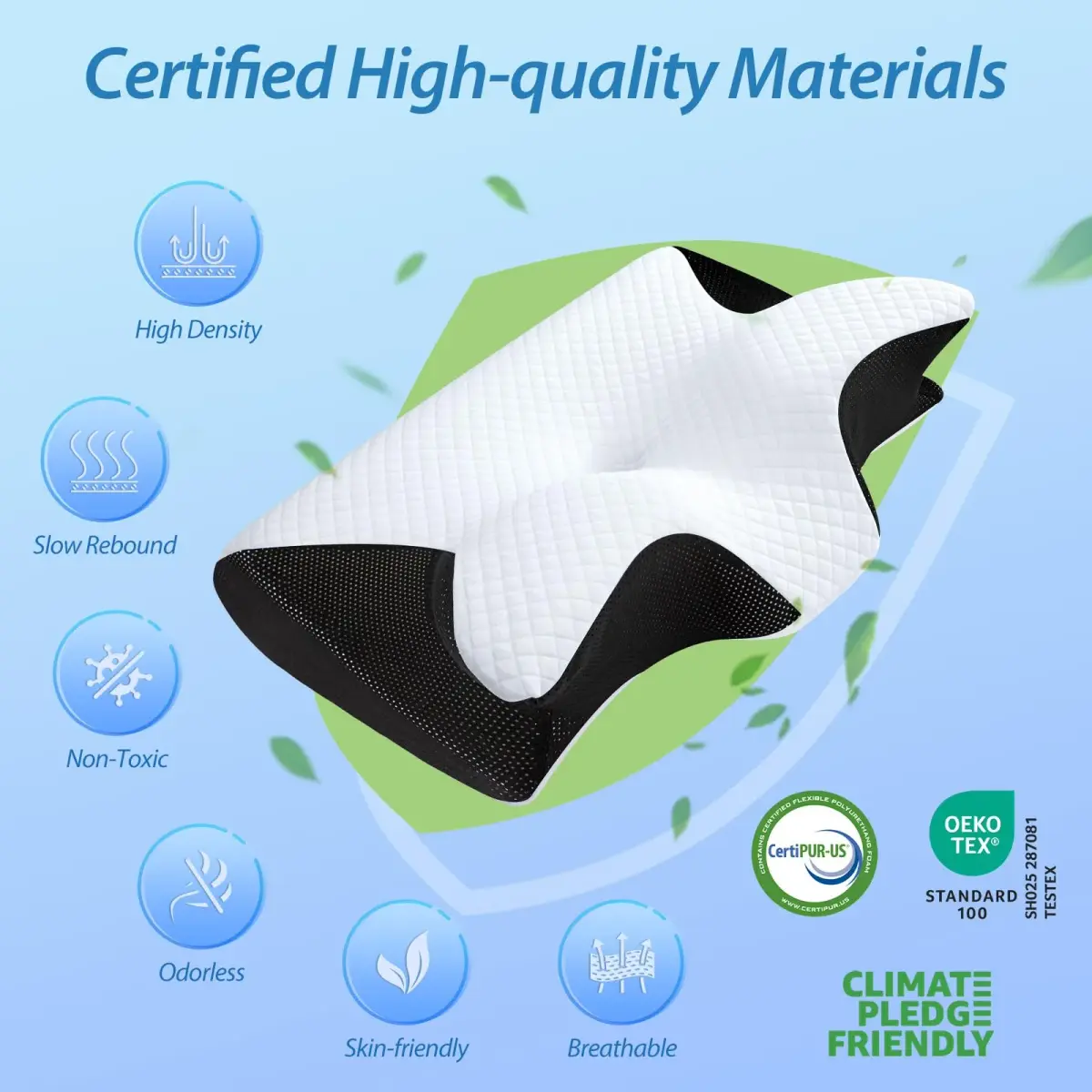 HOMCA Memory Foam Cervical Pillow 60cm (23.6 in) x 40cm (15.7 in) x 11cm/14cm (4.7/5.6 in) | Orthopedic Neck Pain Relief for All Sleepers - view 5