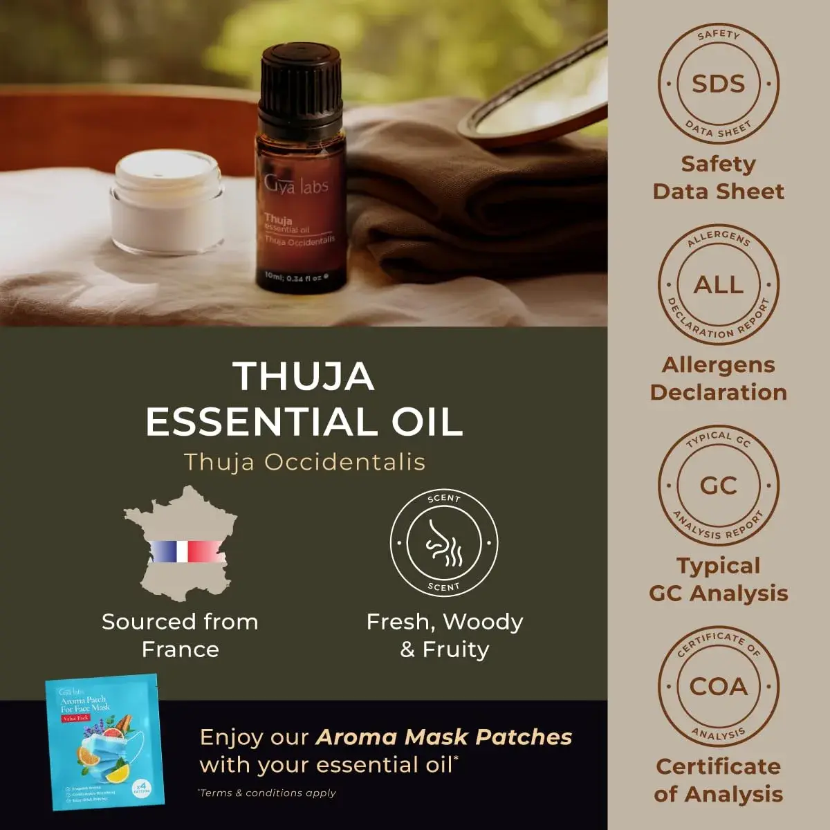 Gya Labs Thuja Essential Oil 10ml (0.34 Fl Oz) | USA Imported for Hair, Skin & Candle Making - view 6