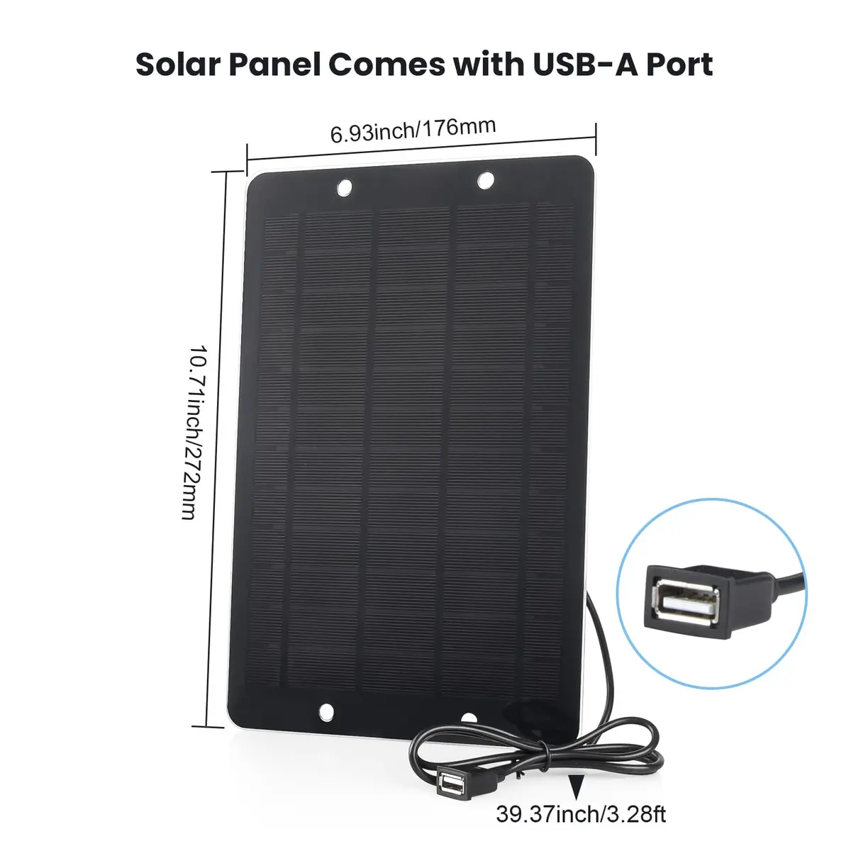 Soshine 6W Mini Solar Panel Charger 25.9cm (10.6") | 5V USB Output for Devices - view 3
