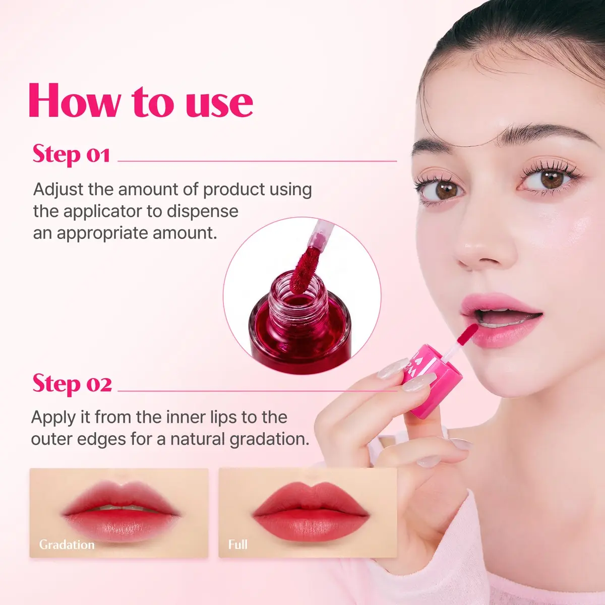 ETUDE Dear Darling Water Tint Lip and Cheek Stain, Strawberry Ade, 9g | Smudge-Proof & Long-Lasting Lip & Cheek Color - view 7