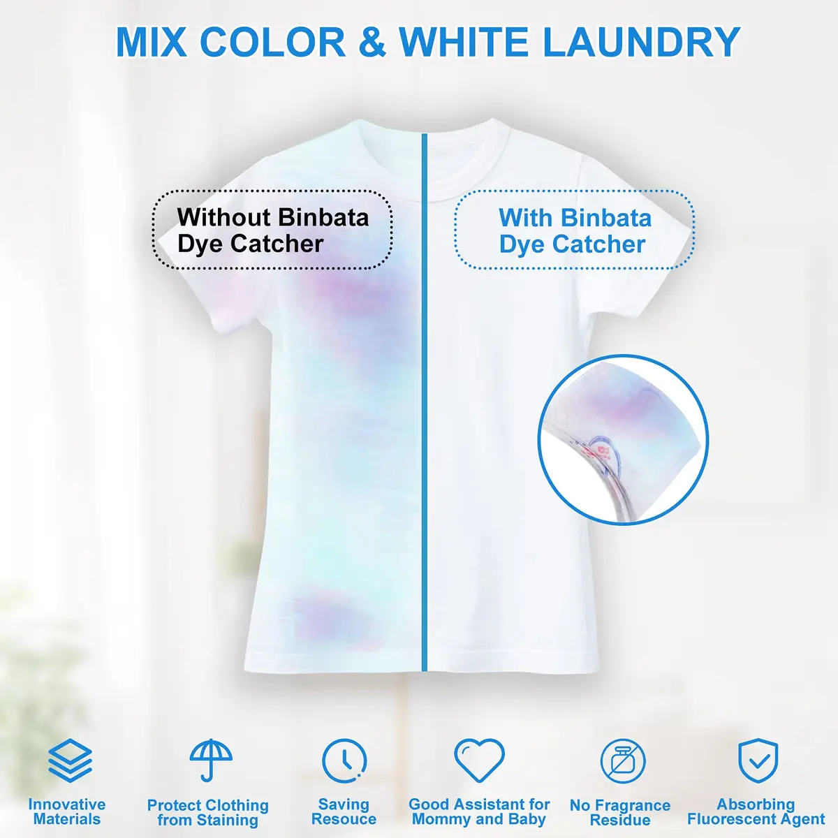 Binbata Color Grasper Laundry Sheets 24 Count | Prevents Dye Bleeding & Discoloration - view 5