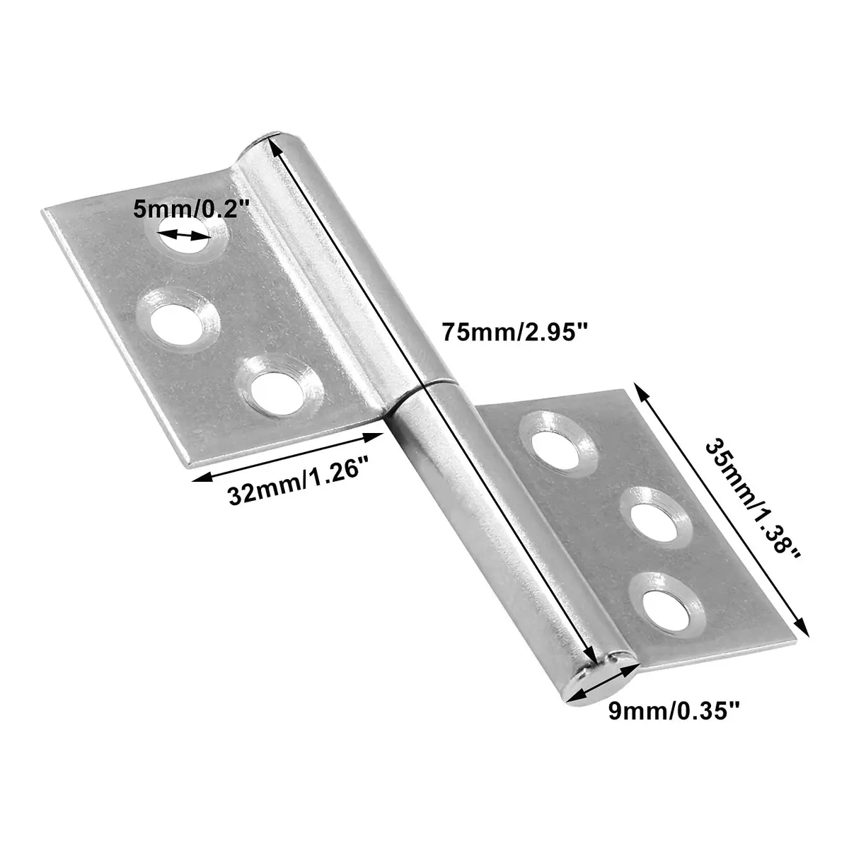 Bonsicoky 3 Inch Lift Off Hinges, 4Pcs | 73mm (2.87") Stainless Steel Detachable Door Hinges - view 2