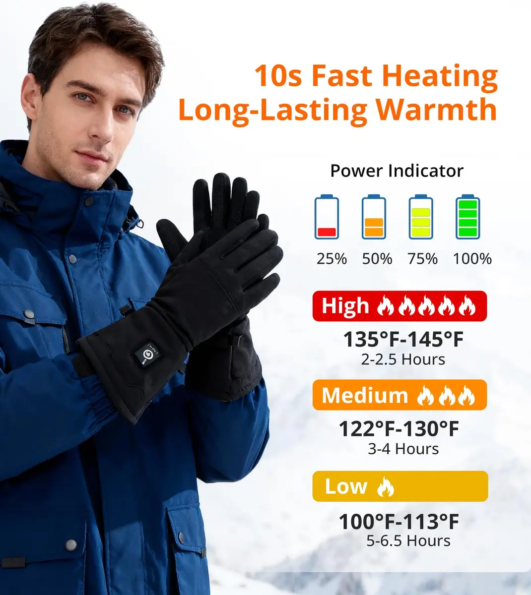 Taileluo Heated Glove Liners for Women Men XL/XXL | Rechargeable Touchscreen Winter Gloves - view 5