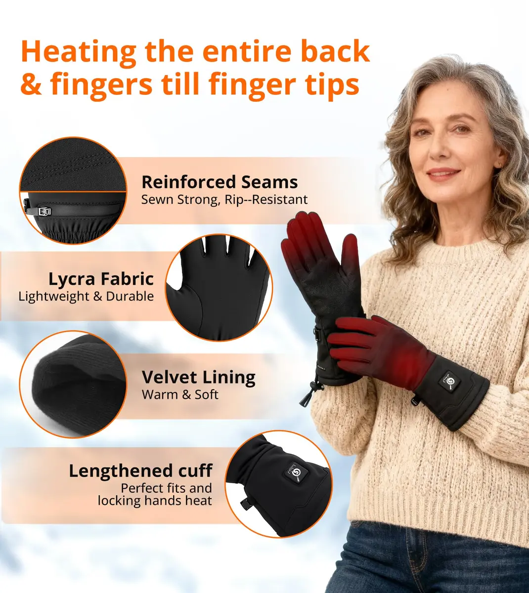 Taileluo Heated Glove Liners for Women Men XL/XXL | Rechargeable Touchscreen Winter Gloves - view 3