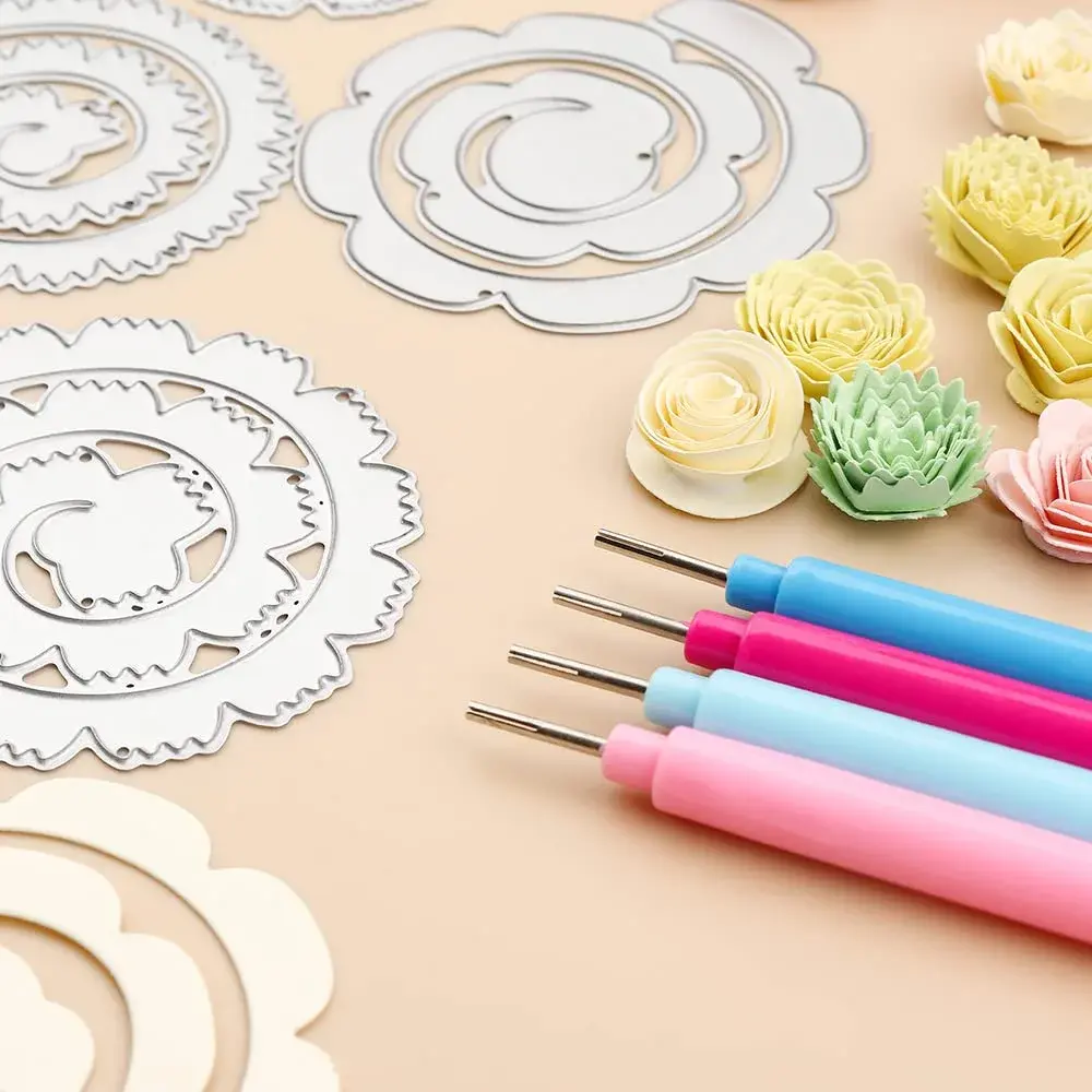 CYFUN DESIGN 8Pcs 3D Flowers Spiral Metal Cutting Dies Set | For Card Making & Scrapbooking - view 5