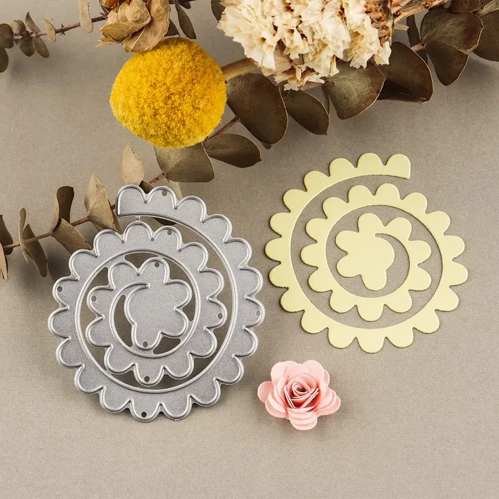 CYFUN DESIGN 8Pcs 3D Flowers Spiral Metal Cutting Dies Set | For Card Making & Scrapbooking - view 3