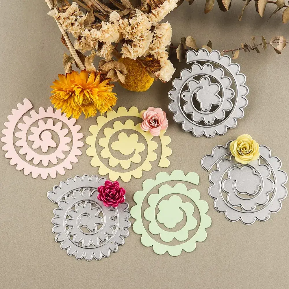 CYFUN DESIGN 8Pcs 3D Flowers Spiral Metal Cutting Dies Set | For Card Making & Scrapbooking - view 4