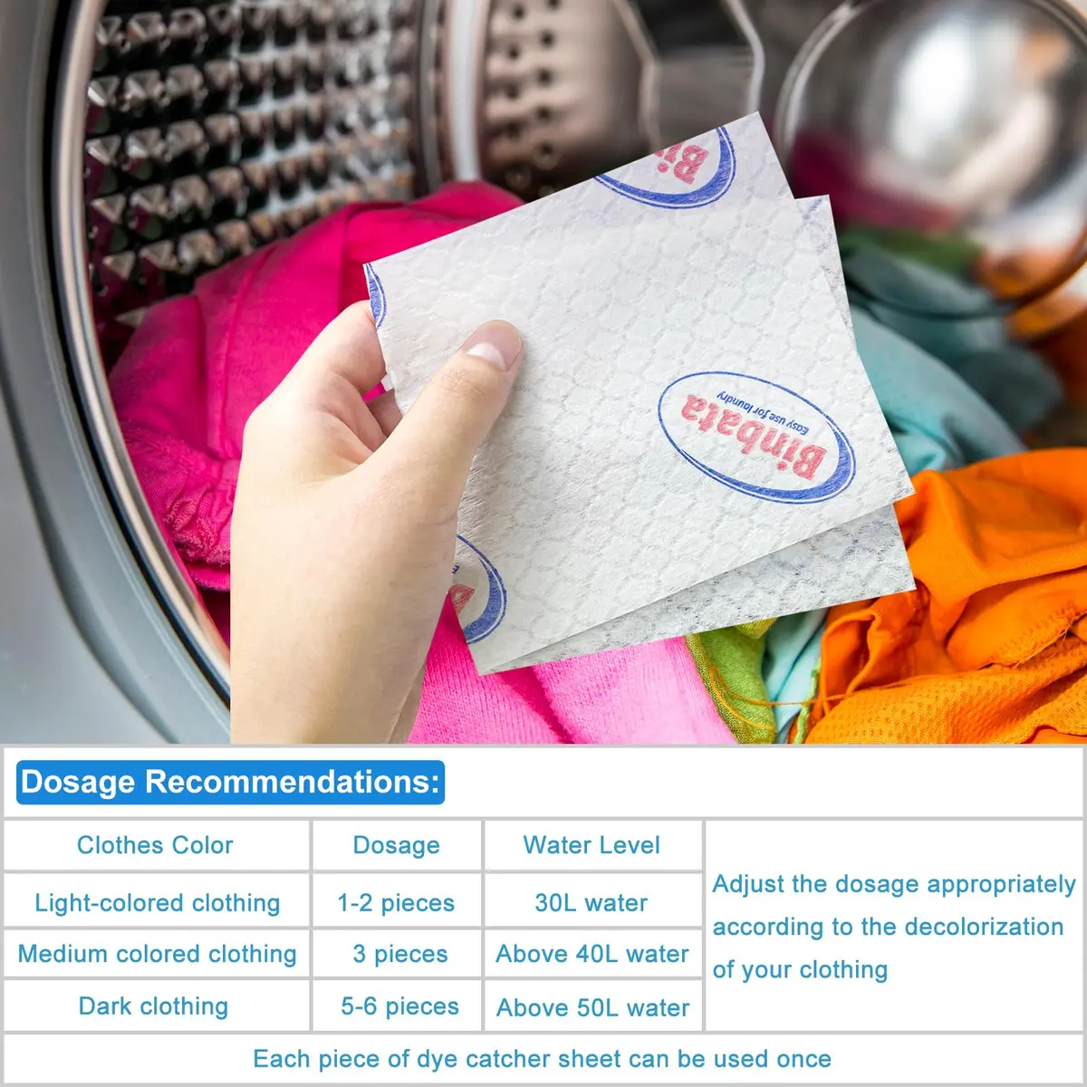 Binbata Color Grasper Sheets 110 Count | Prevents Dye Bleeding & Color Transfer - view 4