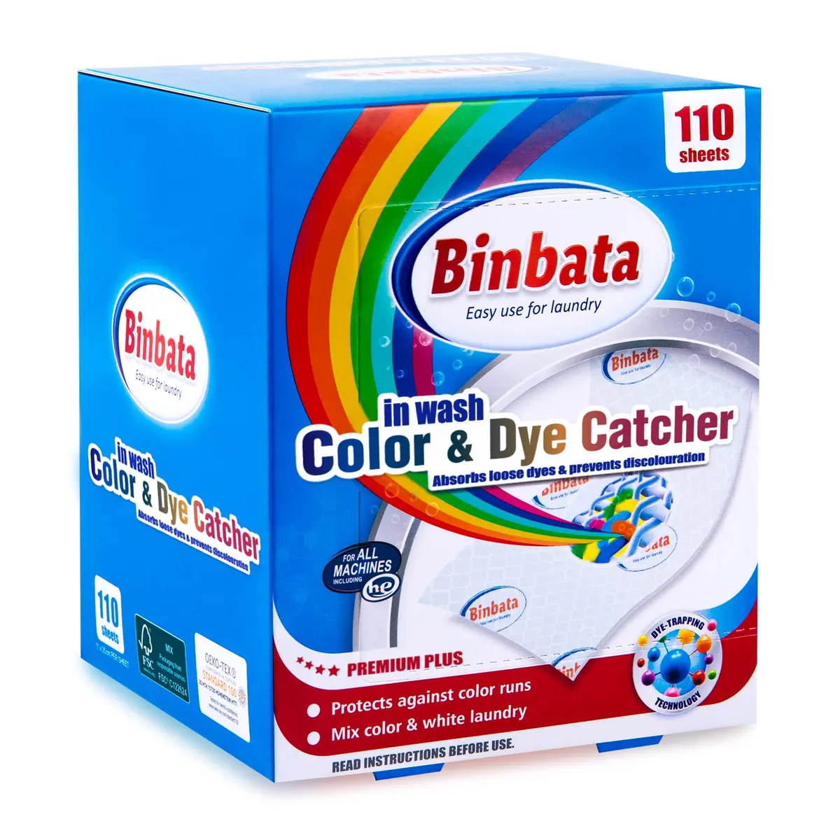 Binbata Color Grasper Sheets 110 Count | Prevents Dye Bleeding & Color Transfer - main product image