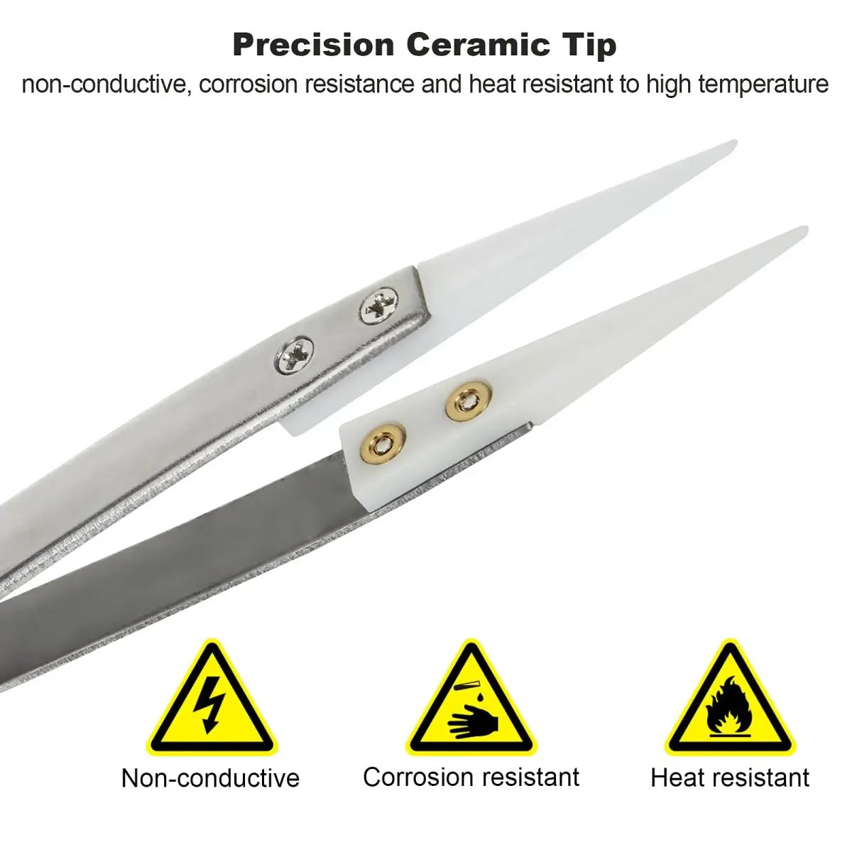 EATHEATY 6 Pcs Ceramic Reverse Tweezers Kit, Pointed Curved Tips | Precision Soldering Tool Set - view 5