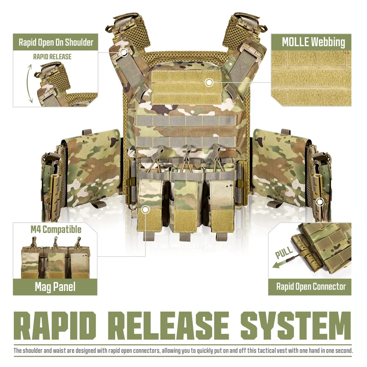 GFIRE Tactical Vest Elite Cp Camo | Adjustable, Breathable, Modular for Training & Outdoor Use - view 2