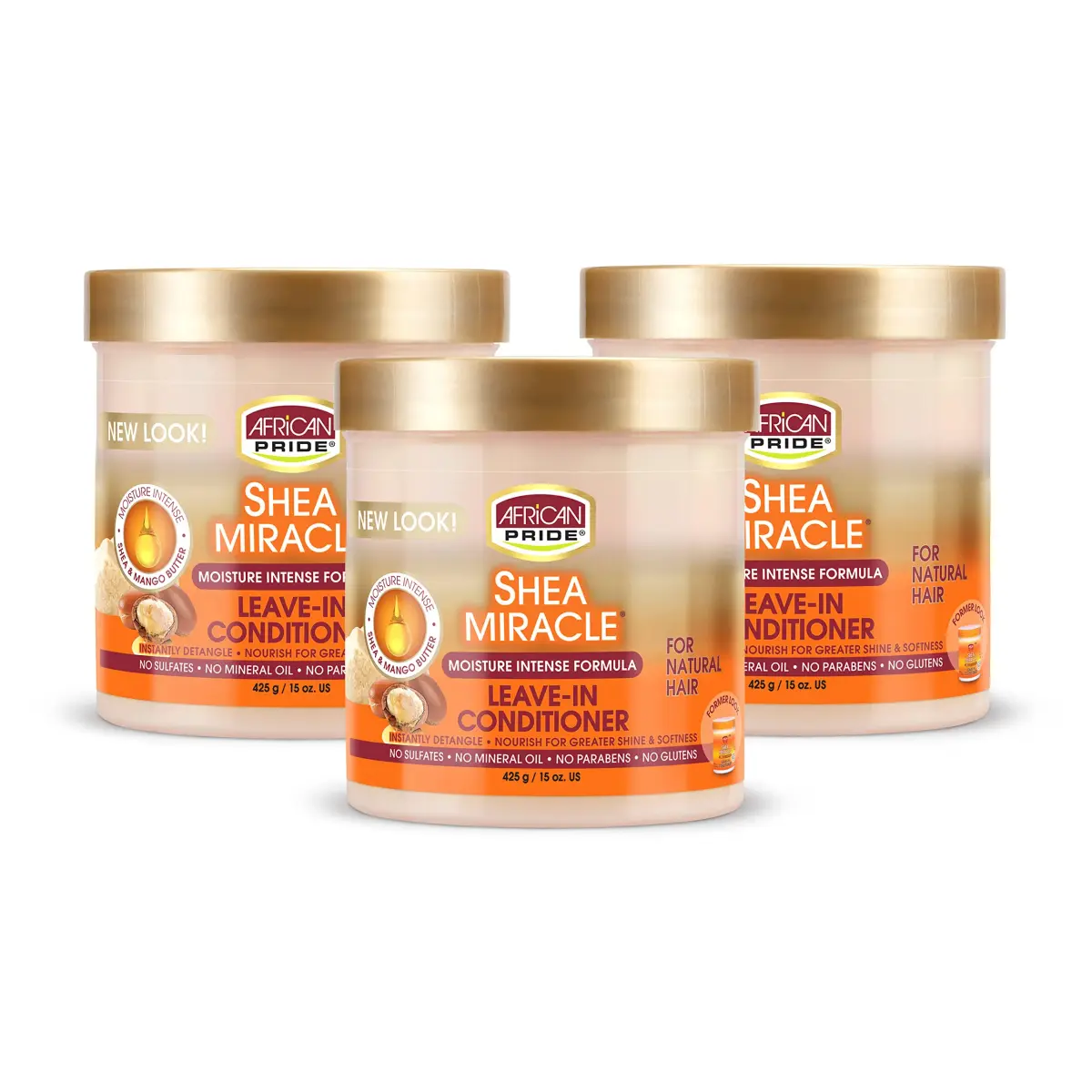 African Pride Shea Miracle Leave In Conditioner 45ml (15 Fl Oz) 3-Pack | Smooths Curls, Coils & Waves - main product image