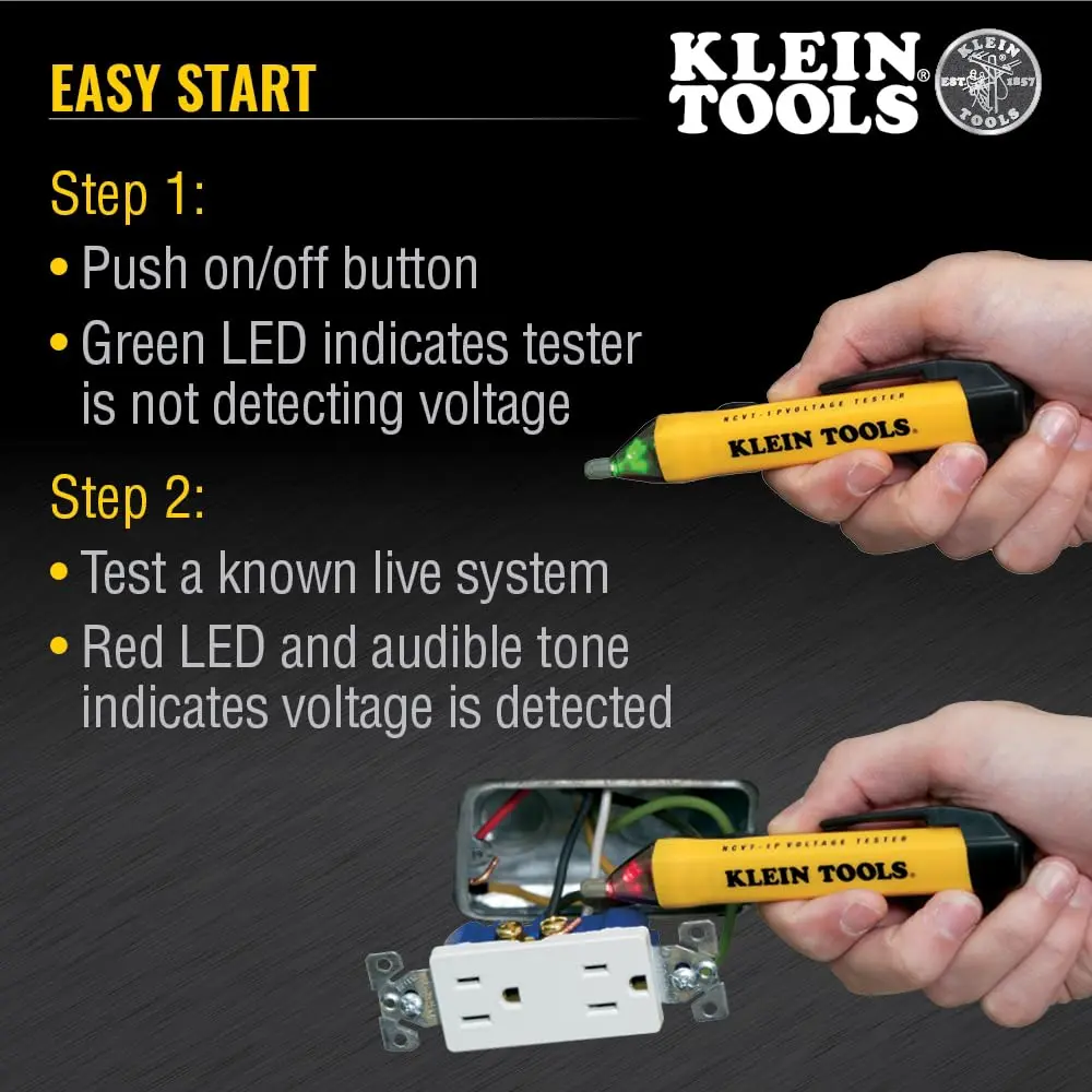 Klein Tools NCVT1P Voltage Tester Non-Contact 50V-1000V | Audible & Flashing LED Alarms - view 3