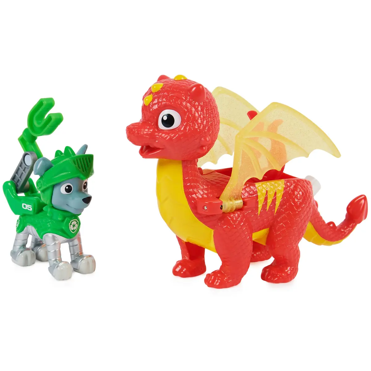 Paw Patrol Rescue Knights Rocky and Dragon Flame Action Figures Set 2 Piece Assortment | ASTM-Tested Educational Toy - main product image