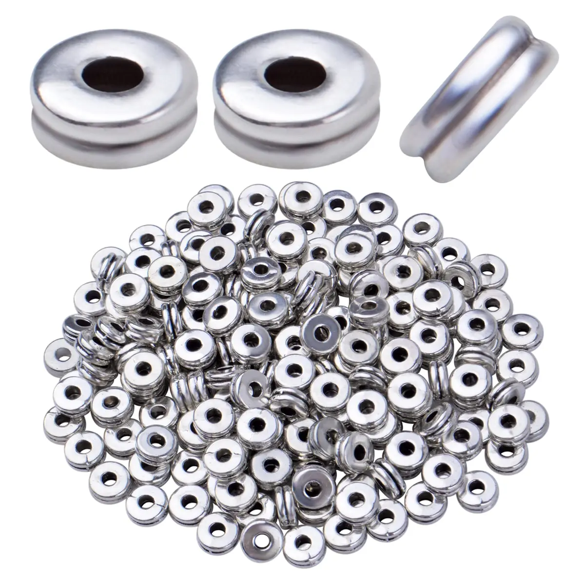 Aylifu Silver 200pcs Flat Round Spacer Beads 6mm (0.24in) | DIY Jewelry Crafting - main product image