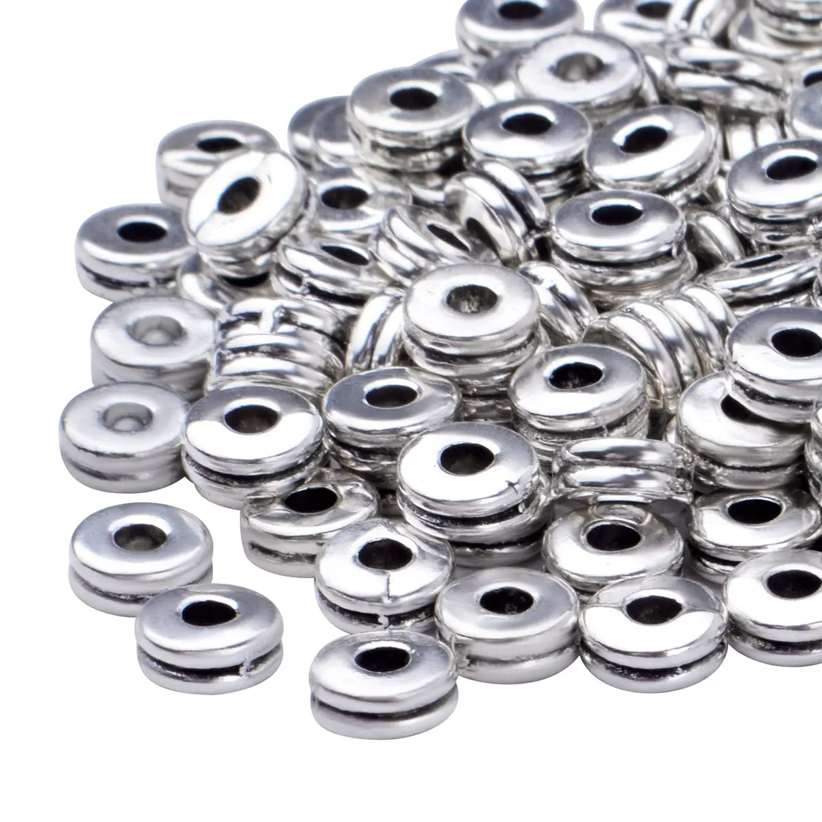 Aylifu Silver 200pcs Flat Round Spacer Beads 6mm (0.24in) | DIY Jewelry Crafting - view 4