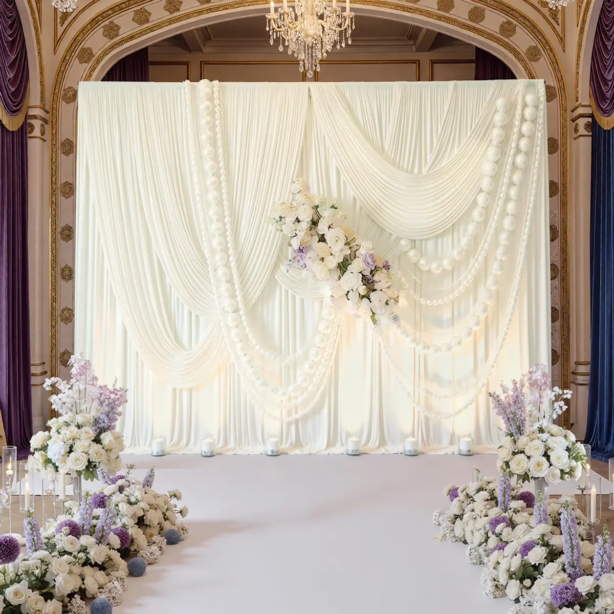 NSSONBEN 10ft x 10ft Wrinkle Free Ivory Backdrop Curtains for Parties | Polyester Photo Backdrop Drapes for Wedding & Birthday (10ft x 10ft) - view 3