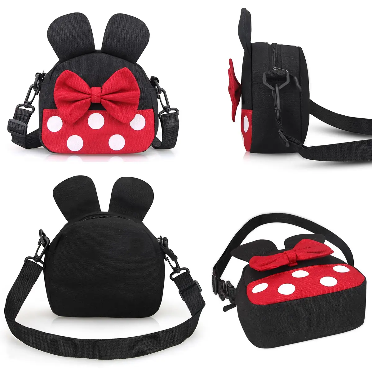 Dksyee Mini Mouse Crossbody Bag for Little Girls 6 in Red Canvas | Disney Minnie Ears - view 6