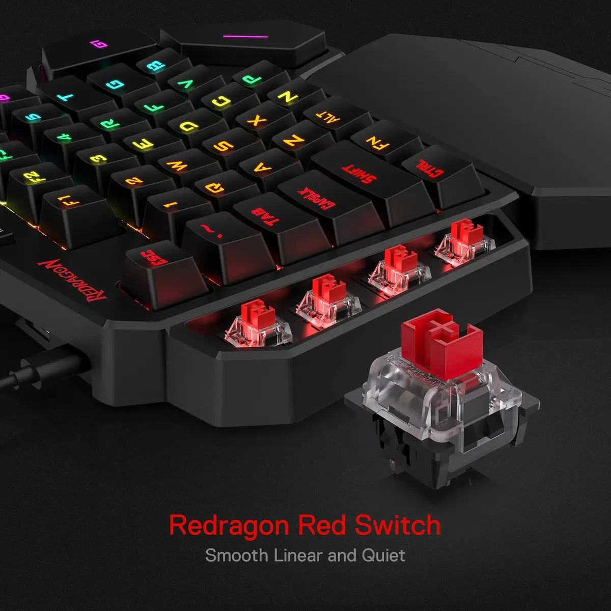 Redragon K585 DITI One-Handed RGB Mechanical Gaming Keypad with Hot-Swappable Switches & Wrist Rest - view 4