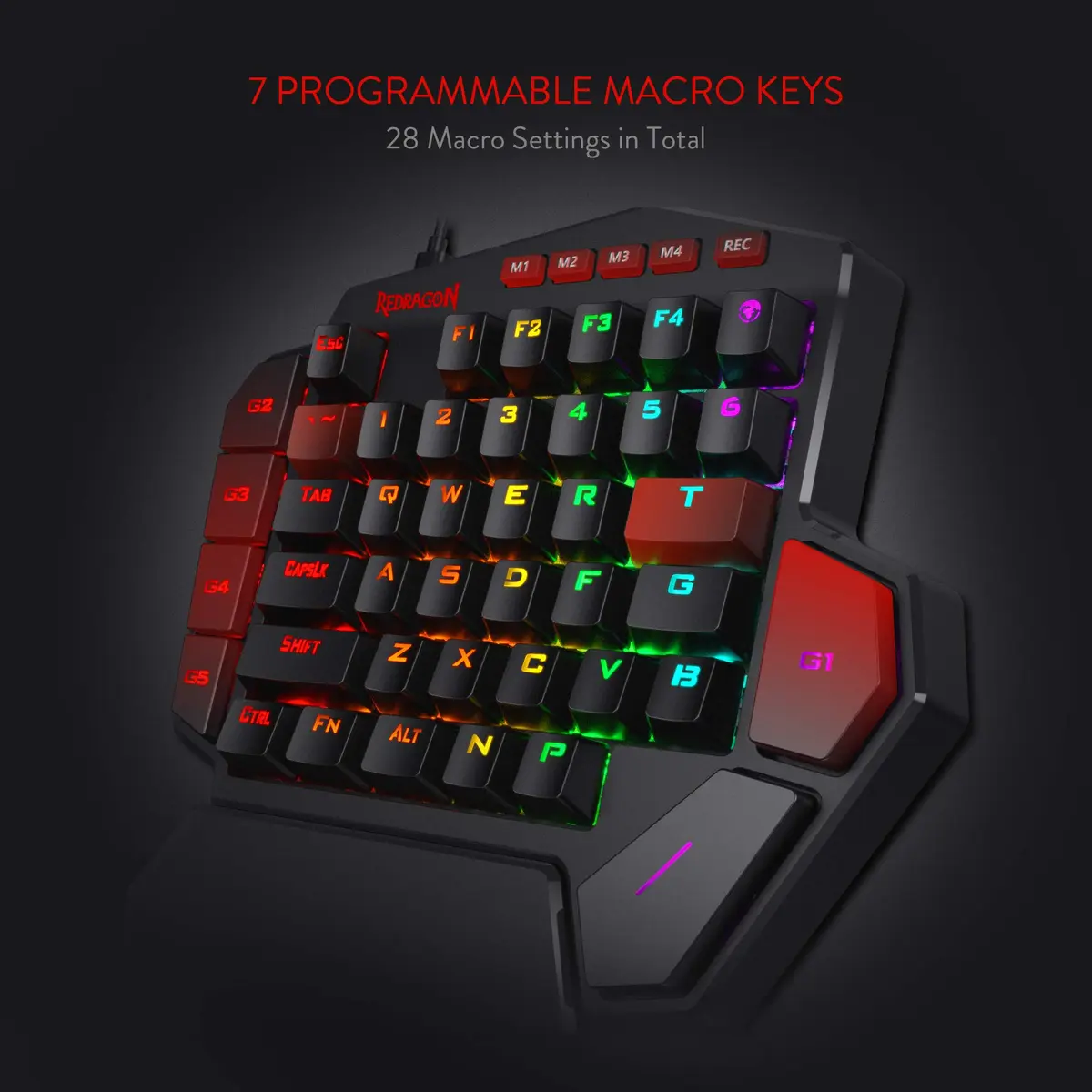Redragon K585 DITI One-Handed RGB Mechanical Gaming Keypad with Hot-Swappable Switches & Wrist Rest - view 2