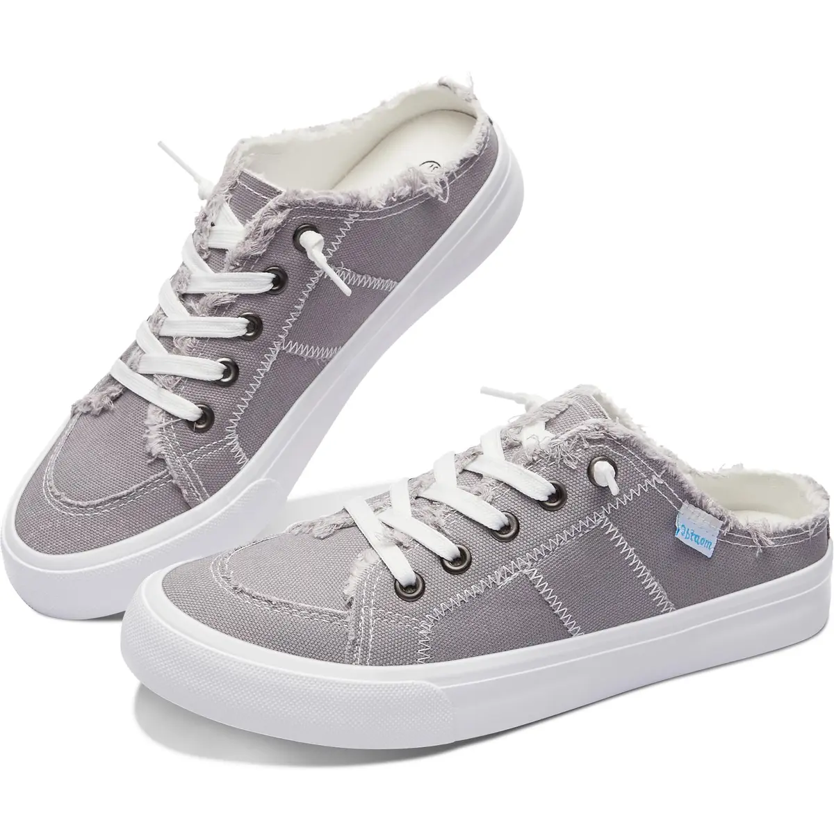 Obtaom Women Canvas Mules Memory Foam Clipper Fashion Sneakers Comfortable Slip-On Mule Backless Shoe Grey US9 | Breathable & Cushioned - main product image