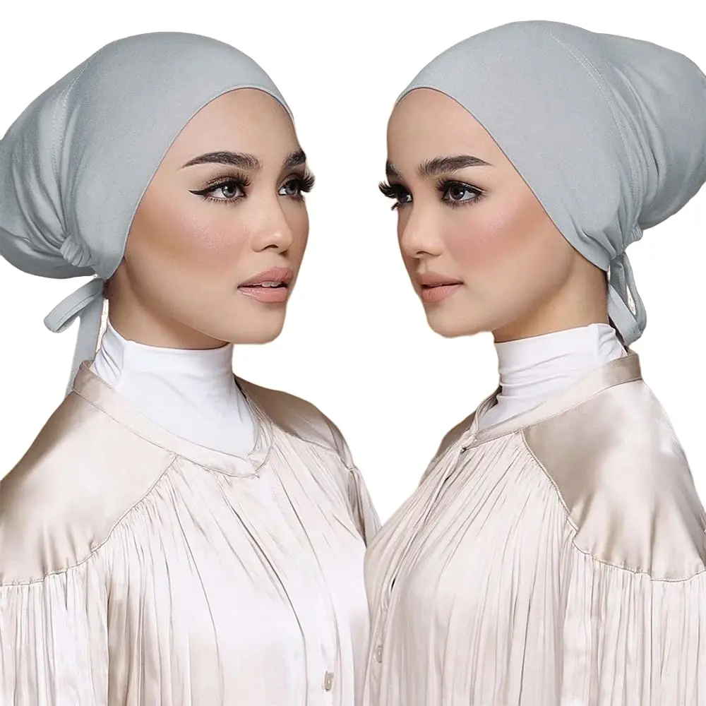 Hophor Black Hijab Scarf with Tie Back Muslim Veil Cap 26g (0.91 oz) | Adjustable Jersey Head Cover - view 5