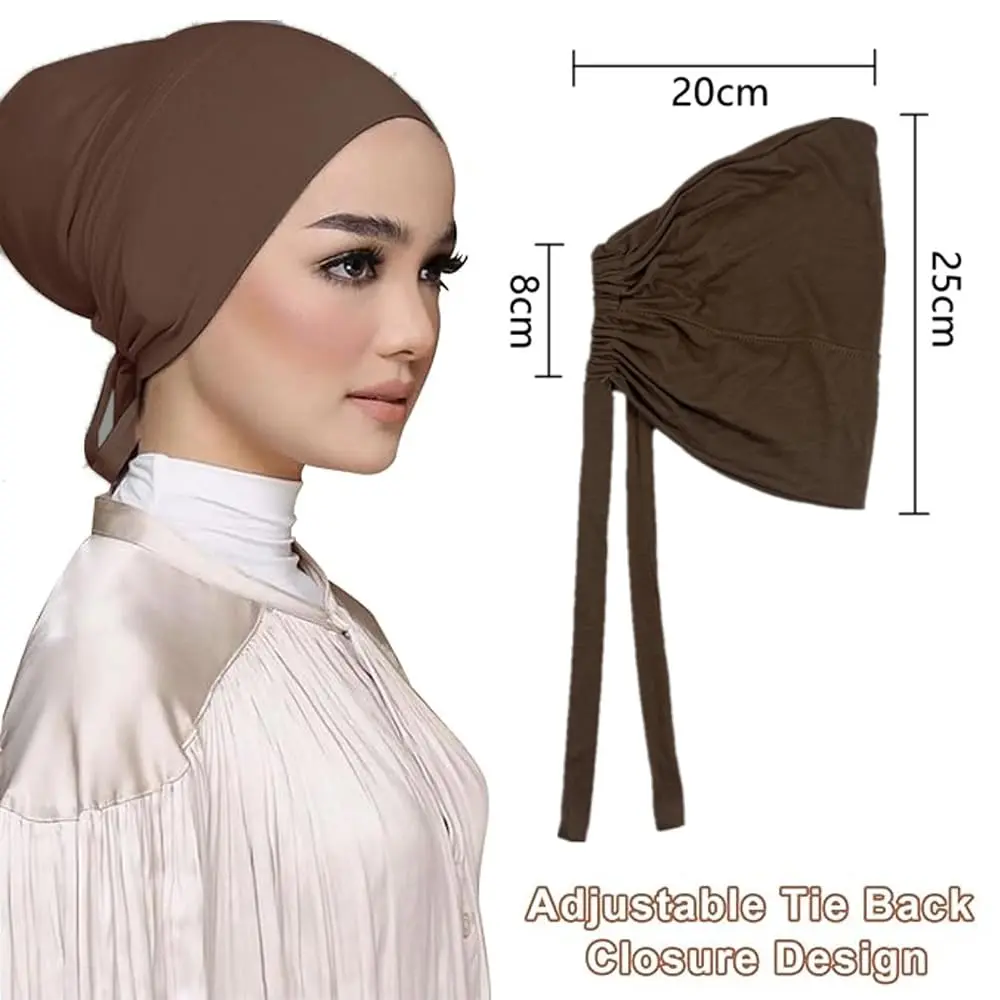 Hophor Black Hijab Scarf with Tie Back Muslim Veil Cap 26g (0.91 oz) | Adjustable Jersey Head Cover - view 3