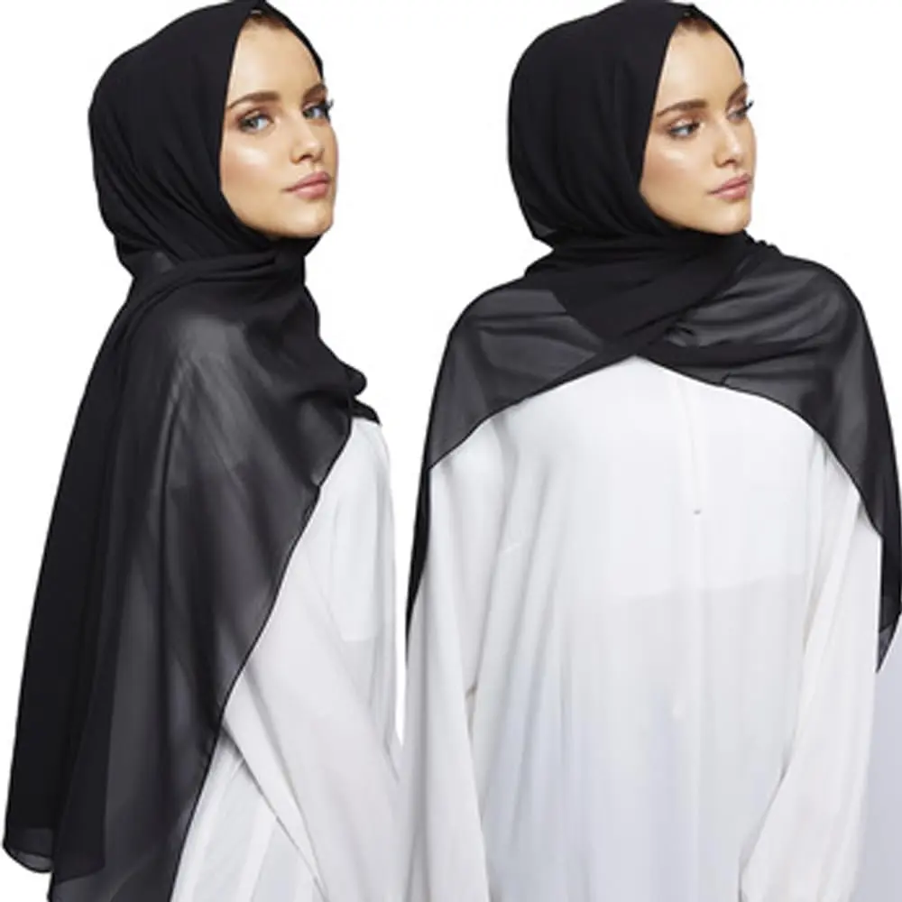 Hophor Black Hijab Scarf with Tie Back Muslim Veil Cap 26g (0.91 oz) | Adjustable Jersey Head Cover - view 4