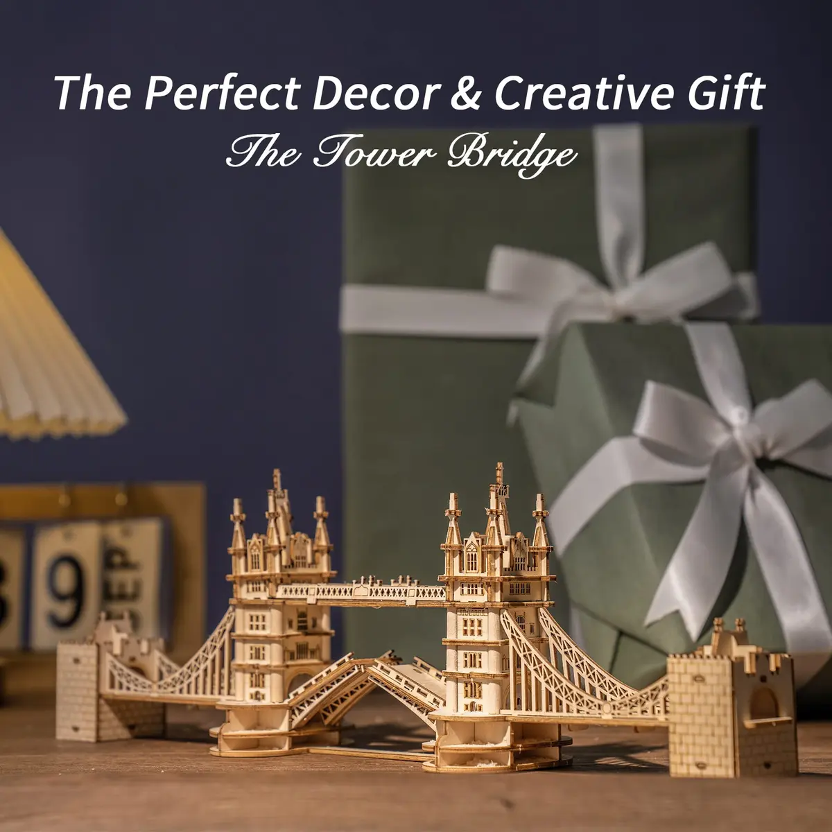 ROBOTIME 3D Puzzle Wooden Craft Kits with LED Light DIY Tower Bridge 14.1x2.9x4.6 inch | Brain Teaser Home Decor Gift - view 6