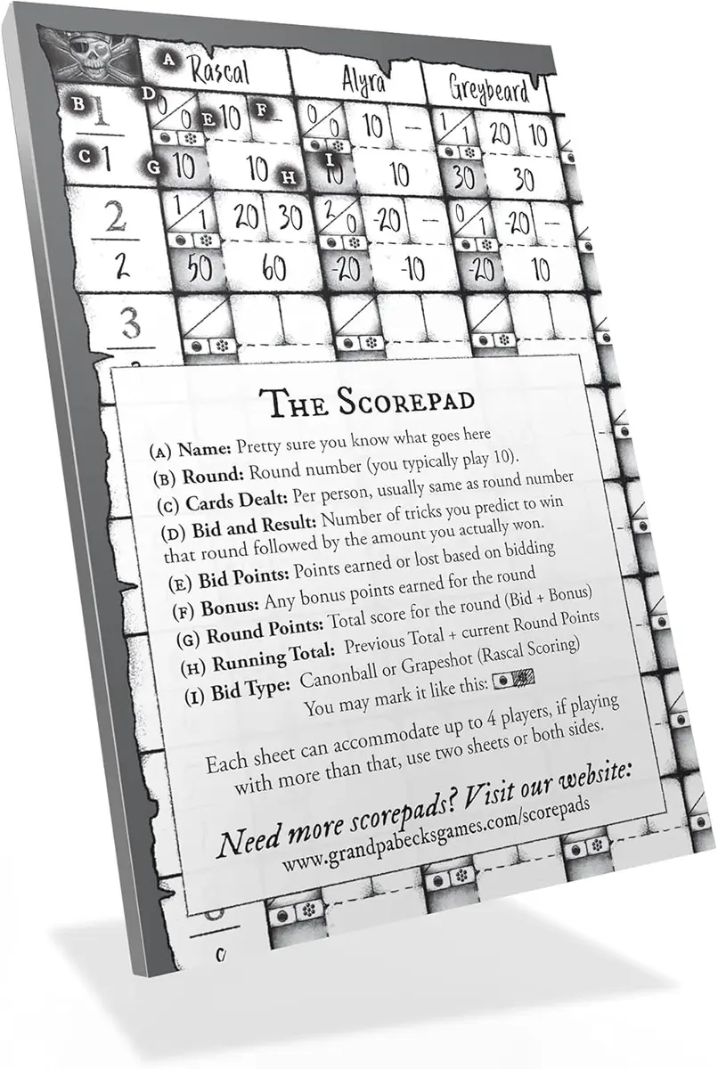 Grandpa Beck's Games Skull King Replacement Score Pads | Pirate Trick-Taking Card Game Accessories - view 2