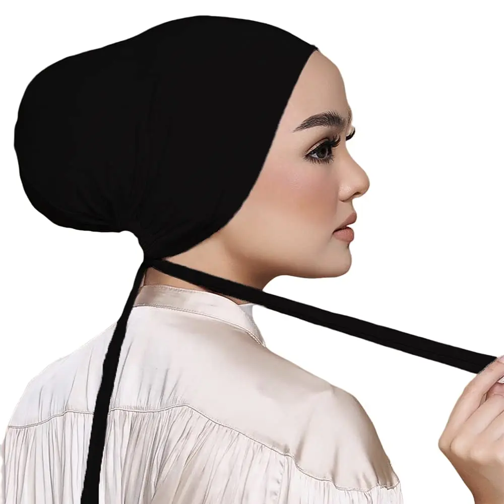 Hophor Women's Jersey Hijab Cap with Tie-Back Closure, Standard Size (26g) | Breathable Underscarf for Full Coverage - main product image