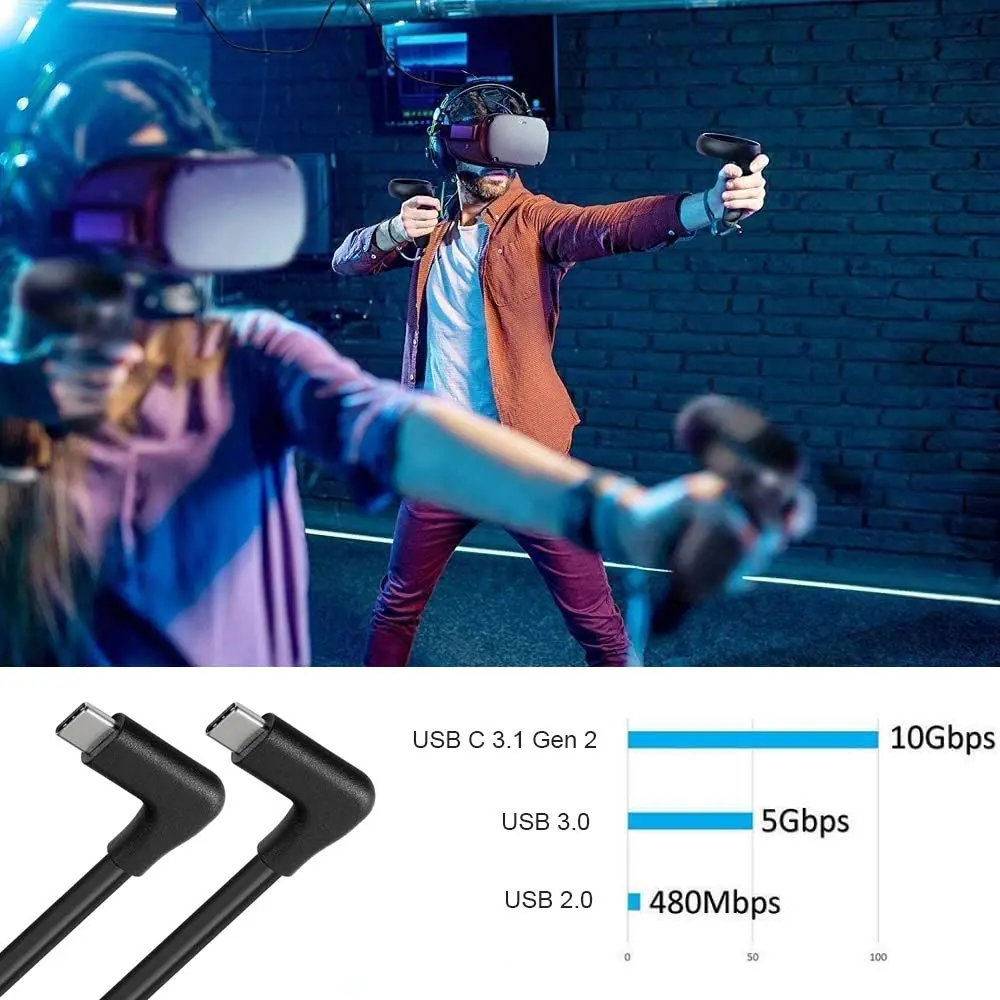 QCEs USB C to USB C 3.1 Gen 2 Cable 10Ft, Right Angle Type C Monitor Cord 4K Video Display, 10Gbps Data 100W PD Charging - view 6