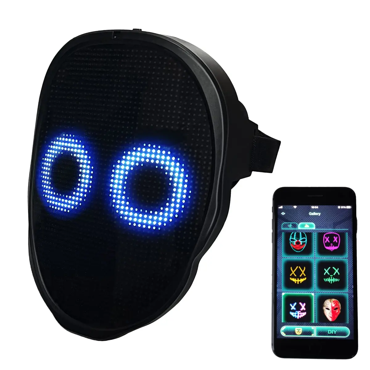 Depointer Life Led Mask with Bluetooth-compatible App Controlled, Customizable Shining Mask, unisex-adult | Bluetooth & DIY Light Display - main product image
