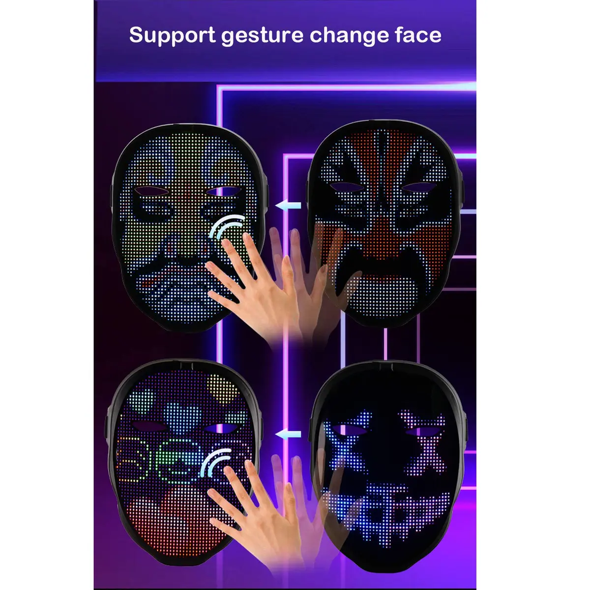 Depointer Life Led Mask with Bluetooth-compatible App Controlled, Customizable Shining Mask, unisex-adult | Bluetooth & DIY Light Display - view 4