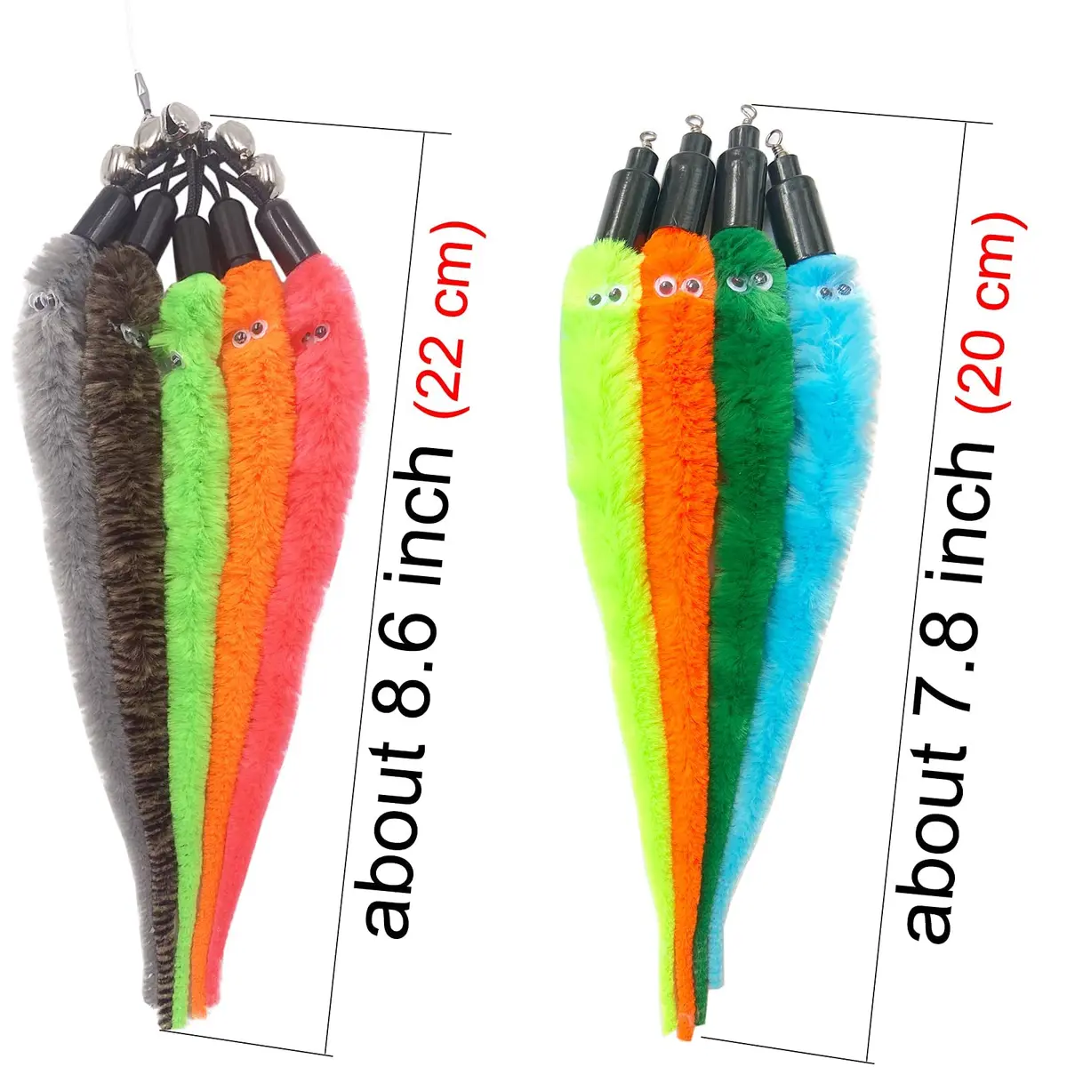 TIENAILING Cat Toy Worm Refills | 24 Pieces Interactive Cat Wand Attachments for Indoor Cats - view 6