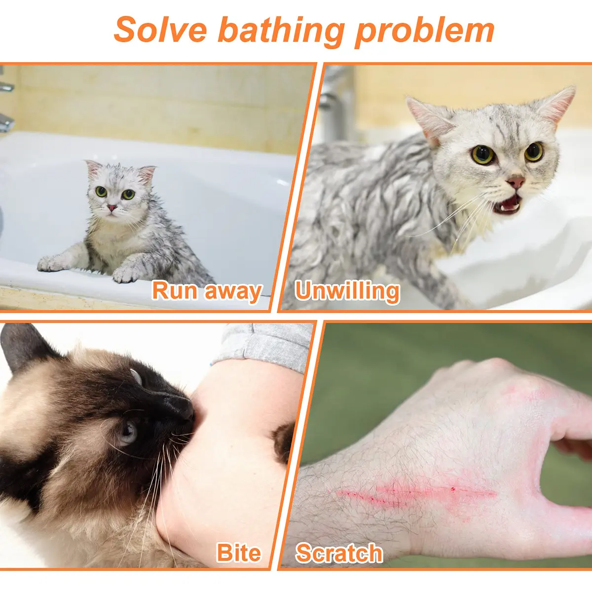 Catcan Cat Bathing Bag Anti Scratch-Washing Grooming Shower Bag for Nail Trimming, 70 cm (27.56 in) Body Girth | Breathable Mesh for Safe Grooming - view 5