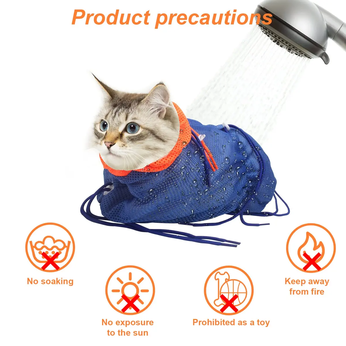 Catcan Cat Bathing Bag Anti Scratch-Washing Grooming Shower Bag for Nail Trimming, 70 cm (27.56 in) Body Girth | Breathable Mesh for Safe Grooming - view 7